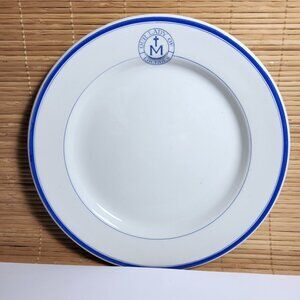 Our Lady of Lourdes Dinner Plate 9.5" Blessed Virgin Mary White with Blue Rim